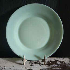 Vtg Mosser Glass Jadeite Green 10" Dinner Plate, Heavy Green Glass Plate *Chip